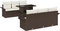 vidaXL Tuinbank Set 7-delig Bruin Polyrattan