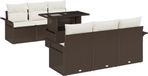 vidaXL Tuinbank Set 7-delig Bruin Polyrattan