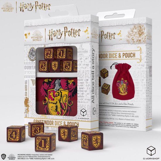 Q WORKSHOP Harry Potter Griffoendor Dobbelstenen & Pouch Set (5)