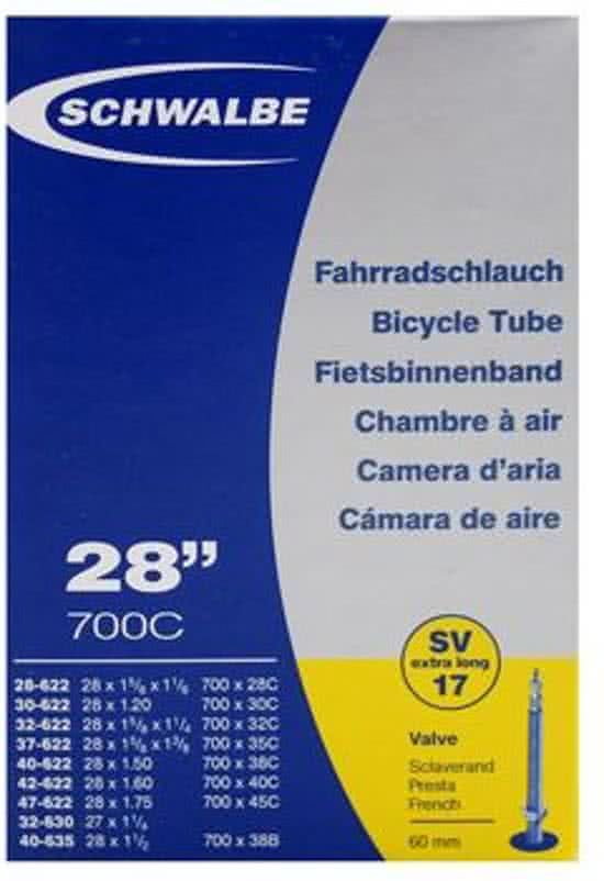 Schwalbe SV17 - Binnenband Fiets - Frans Ventiel - 60 mm - 28 x 1 1/4 - 1 3/8 - 1 1/2 - 175