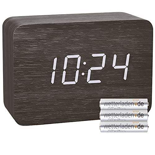 TFA Design Clocco - Draadloze Wekker - Zwart - Houtlook - Met Batterijen