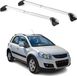 Omac Barres de toit transversales certifiées Tüv pour Suzuki Sx4 I 2006-2013 5 portes – Verrouillables (4 antivols) – Charge max 100 kg – Sangle inox + protection caoutchouc argent