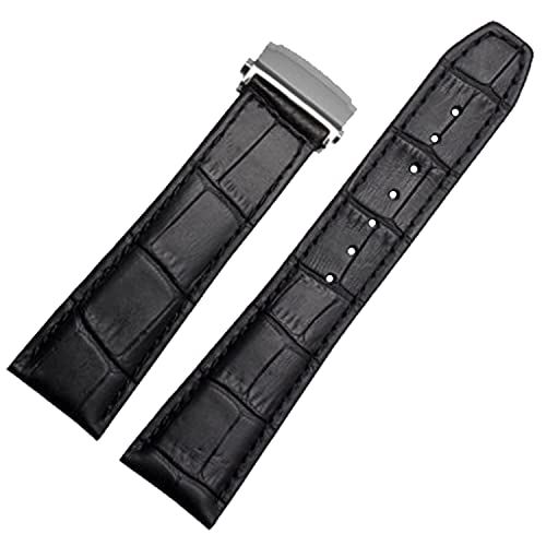 Chtom Perforatie 20mm 22mm Zwart Rood Lederen Racing Watch Strap Black Deployment Clasp - 9395824396554