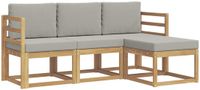 vidaXL - Buiten - bank - set - 4 - st - Wit - en - Lichtgrijs - Polyester