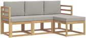 vidaXL - Buiten - bank - set - 4 - st - Wit - en - Lichtgrijs - Polyester