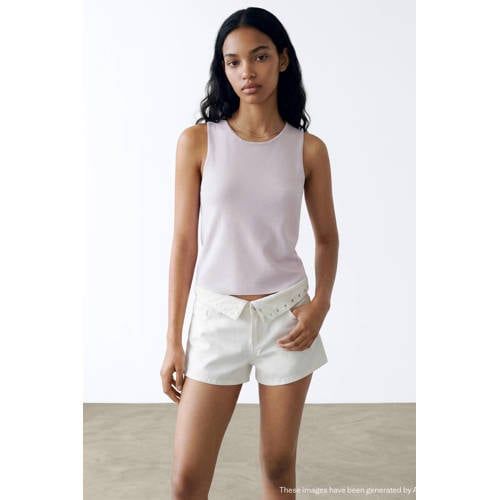 MANGO TEEN mouwloze top fijn gebreid lila