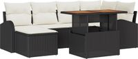 vidaXL Tuinbank Set 7-delig Zwart Polyrattan