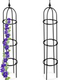 Relaxdays Plantensteun Klimplanten - Set van 2 - 100 cm - Metaal/Kunststof - Zwart