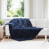 VidaXL Antislip deken van imitatie konijnenbont olite marineblauw