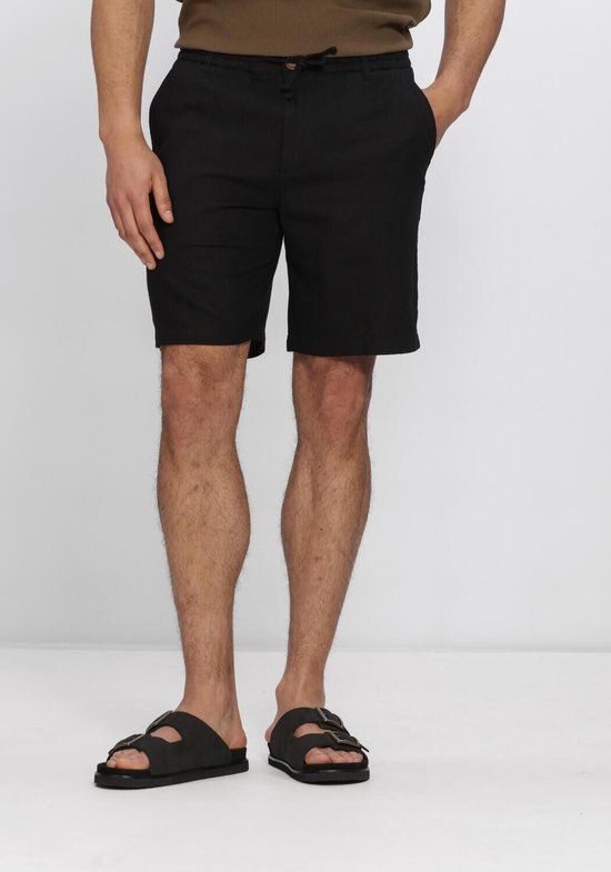 Anerkjendt Akjames Cot-linnen-vis Ss Short Broeken Heren - Zwart - Maat XL