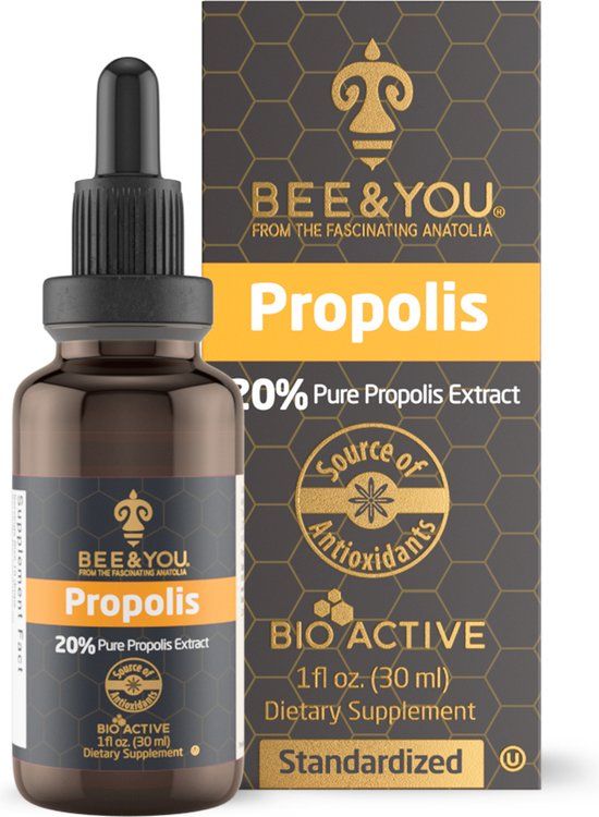 BEE&YOU 20% Puur Propolis Tinctuur - Grote Bron van Antioxidanten - Natuurlijke Ondersteuning van het Immuunsysteem - 30 ml