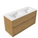 Saniclass Holz Frame Badkamermeubelset - 120x45x62cm - Vygo keramische wastafel - 2 wasbakken - zonder kraangaten - met overloop - 2 lades - mat eiken natural (hout) SW1578604/SW773928