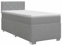 vidaXL Boxspringbed met matras, lichtgrijs, 90 x 200 cm, stof