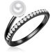 Valero Pearls Ring Sterling Silver Zirconia Cultured Freshwater Pearls Black Women's Rings