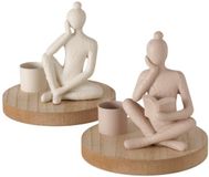 Boltze Kaarsenhouders - Set van 2 - Kandelaars - ME Time - Vrouwen - Beige en Creme