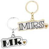 GRUSS & CO Mr. & Mrs. Cadeauset met twee sleutelhangers, lengte 5,3 cm, metaal, email, cadeau voor koppels, huwelijkscadeau, 74683