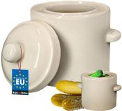 KOTARBAU® Zuurkoolpot - Keramische Fermentatiepot 1,8L met Deksel Waterrand