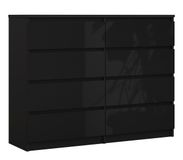 3E 3xE living.com Commode matzwart / glanzend zwart 8 lades 120 x 101 x 39 cm