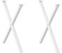 Pieds de table 2 pcs forme X 80x(72-73) cm acier blanc