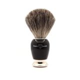 Edwin Jagger 81SB586AMZ Imitatie Ebbenhout & Nikkel Classic Pure Badger Scheerkwast voor Scheercrème of Zeep voor Mannen (Zwart)