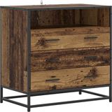 vidaXL Ladekast - 3-Lade - Oud hout - 70 x 41 x 70 cm - Bewerkt hout