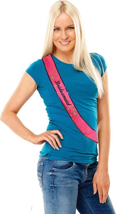 Amscan Bruidsmeisje Sash - Roze, Zwart, Goud - Huwelijk - Vrouwen