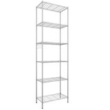 Himimi Metalen draadrek met 6 niveaus, vrijstaand rek, robuust metalen opbergrek voor garage, keuken, woonkamer, badkamer, 54 x 29 x 160 cm (l x b x h), zilver