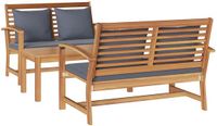 vidaXL - Tuinbank - Set - 3-delig - Naturel - Massief Teakhout