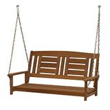 Furinno Tioman Outdoor hangende veranda-schommel met ketting, hout, naturel, 59,9 x 120,5 x 68,5 cm