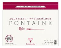Clairefontaine 96414C Blok, gelijmd, 4 zijden, fontein, 25 vellen, aquarelpapier, wit, 100% katoen, fijne korrel, professionele kwaliteit, 24 x 30 cm, 300 g