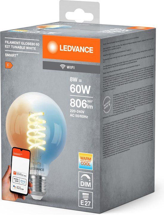 LEDVANCE SMART+ WIFI LED lamp - 8W - E27 - Dimbaar - Wit Licht