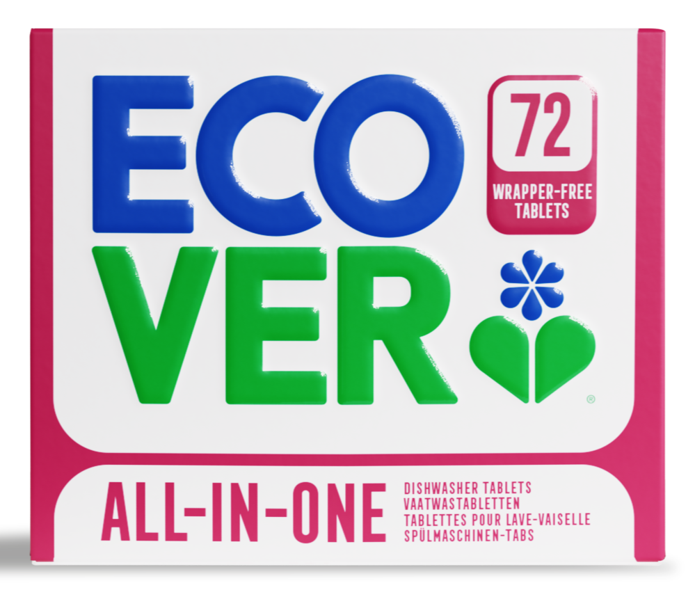Ecover All-in-One Vaatwastabletten - 72 stuks - met zout & glansspoelmiddel - zonder plastic omhulsel - frisse geur