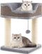 COSTWAY Arbre à chat petit, arbre à chat avec grand siège en peluche, balle et poteaux à gratter en sisal, meuble pour chat, arbre d'escalade, arbre de jeu, tour pour chat, 38x38x51cm, gris
