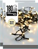 Merkloos Kerstverlichting - 2x - warm wit - 180 led lampjes - 14 meter - zwart snoer - buiten