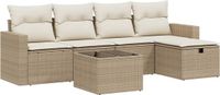 vidaXL 6-delige Loungeset met Kussens, Poly Rattan, Beige
