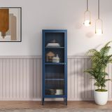 en.casa Vitrinekast Säkylä 150x50x35 cm marineblauw