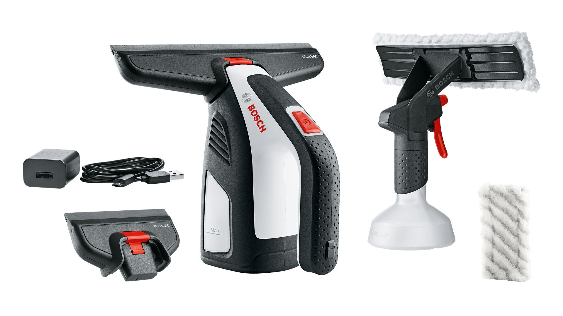 Bosch GlassVAC Ruitenreiniger - Draadloos - Zwart, Rood, Zilver