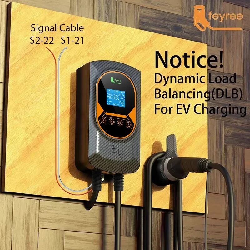 Feyree EV-lader Type 2 kabel 32A 7,6kW Dynamische belastingverdeling EVSE wandlader APP functie 11kW 22kW laadstation elektrische auto