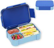 Unyqoos® Kindvriendelijke Broodtrommel met Vakken, 900 ml, Lekvrije Lunchbox, Blauw, Kunststof
