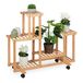 Relaxdays Trapsgewijze plantenstandaard van bamboe met 6 schappen, 79 x 95 x 36 cm, voor binnen, natuurlijk
