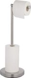 axentia 2-in-1 papierrolstandaard en reserverolhouder, roestvrij staal, zilver