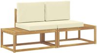 vidaXL Eindsofa met kussen 2 Stuk Wit Massief Acacia Hout