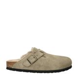 Birkenstock gevoerde suède clogs taupe