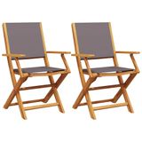 VidaXL Fauteuil de jardin Assise capitonnée Acacia, Polyester Anthracite