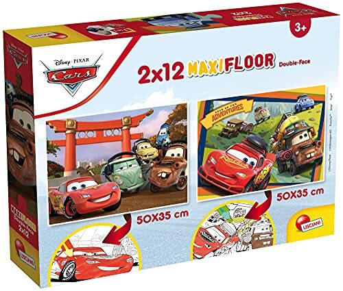 Liscianigiochi Lisciani Giochi - Disney puzzel Supermaxi 2 x 12 auto's puzzel voor kinderen, 86559