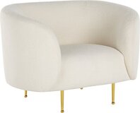 Beliani LOEN Design Fauteuil - Wit - Stof - Met Lendesteun