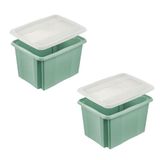 keeeper Opbergbak emil, stapelbaar door middel van omdraaien, incl. deksel emilia, 30 l, groen (Nordic Green), 2 stuks