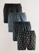 Next - Heren - Set van 4 geweven boxershorts - Zwart