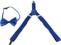 Jhubers Goods Hosenträger und Fliege Set Elastische 3 Clip Y-Type Bänder, Verstellbar - Königsblau