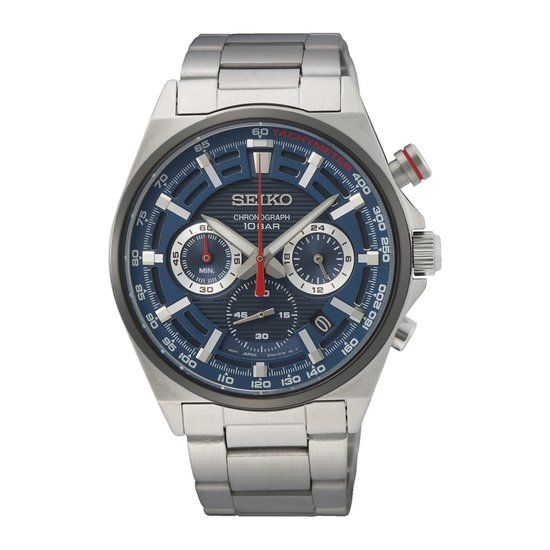 Seiko SSB407P1 Heren Horloge - Blauw - 41mm - Zilverkleurig - Staal - Quartz